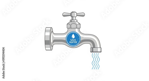 Drinking water faucet with save water sticker on tap