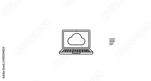 A portable black notebook computer with an open screen display and a mouse sits ready for business work and data communication on a high-speed internet network