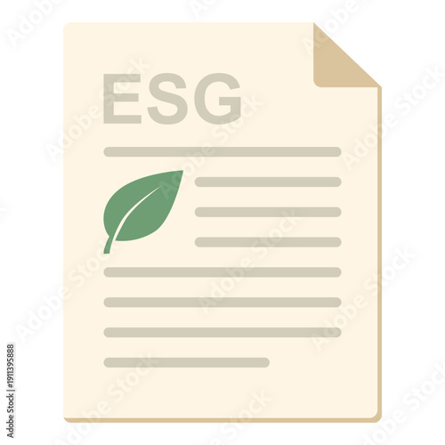 ESG Report Document A document represents Environmental, Social, and Governance (ESG) principles, highlighting the commitment to sustainable practices and responsible business conduct. 