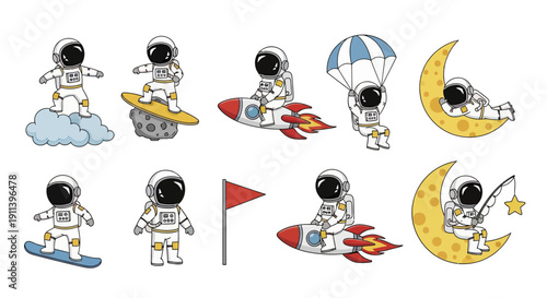Cute Astronauts in Space Adventures Collection.