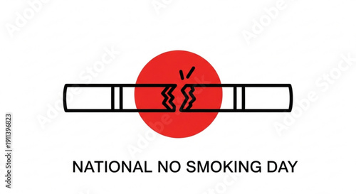 National no smoking day symbol with cigarette and red circle