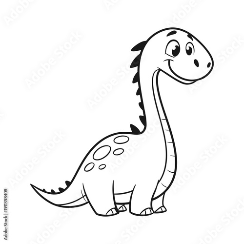Cute dinosaur outlines in cartoon style. Kids coloring book illustrations.