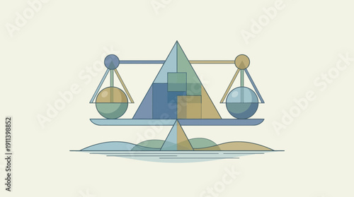 Balancing act with geometric shapes on scales