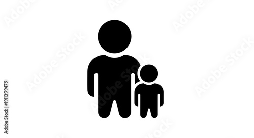 Stylized parent and child icon showcasing family bond and support symbolism
