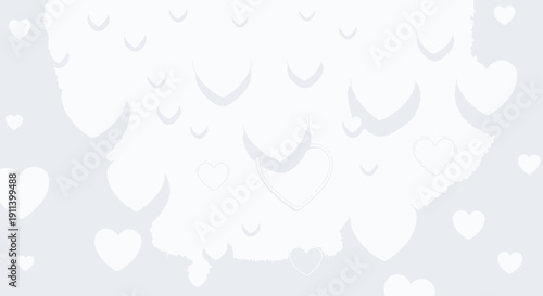 Subtle heart silhouettes and white cloud blend create a gentle love pattern design