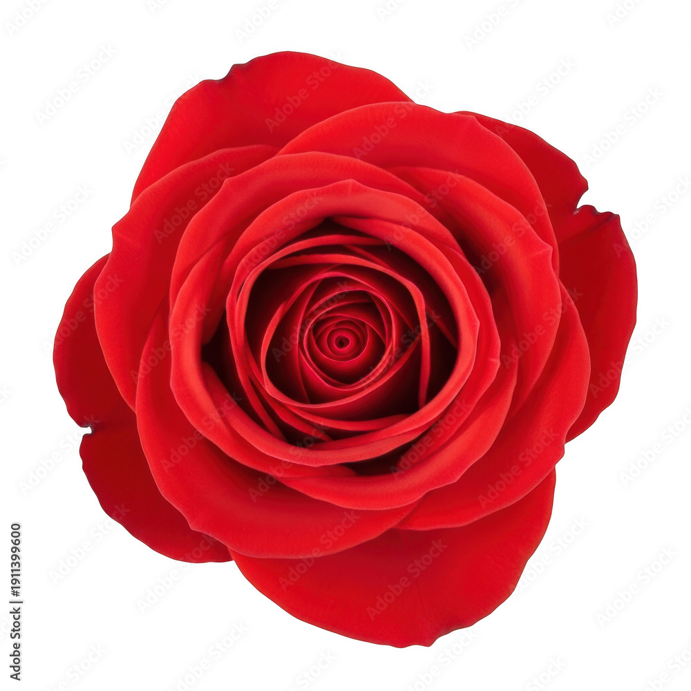 Naklejka premium A vibrant red rose with intricate petals and a deep, rich hue isolated on transparent background