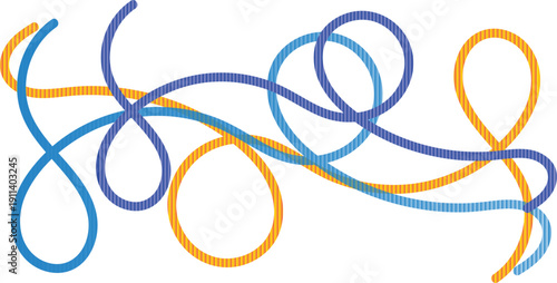 Vibrant gradient line shapes and rainbow ribbons design elements