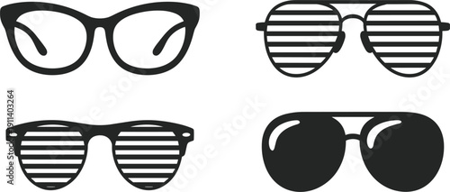 Modern fashion sunglasses and optical eyewear frames vector set, stylish sun protection accessories for summer lifestyle