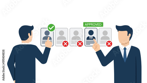 Business recruitment and candidate selection process in flat design concept