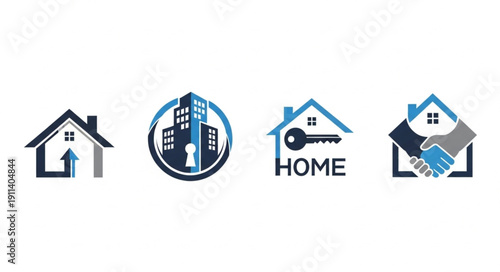 Real Estate Icons Collection Representing Home Buying and Selling.