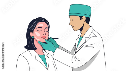 Healthcare professional performs cosmetic procedure on patient in modern clinic