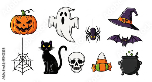 Halloween Icons Collection Spooky Symbols And Objects.