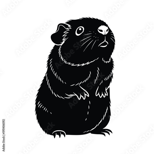 Black silhouette of a cute guinea pig standing upright.