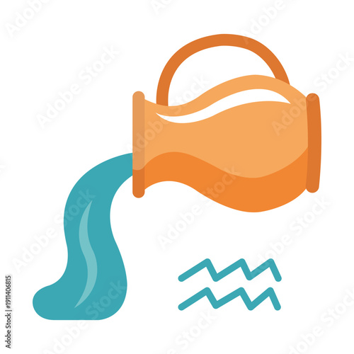 Aquarius Zodiac Sign: An illustrated representation of the Aquarius zodiac sign, featuring a water-pouring jar, with an iconic wave symbol.