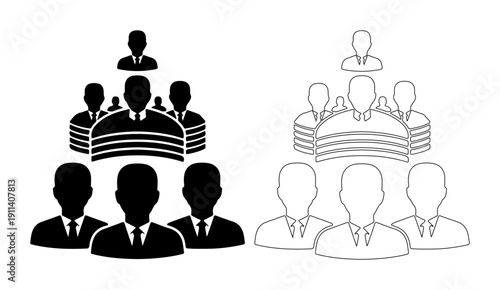 Hierarchical business team structure with leadership at the top
