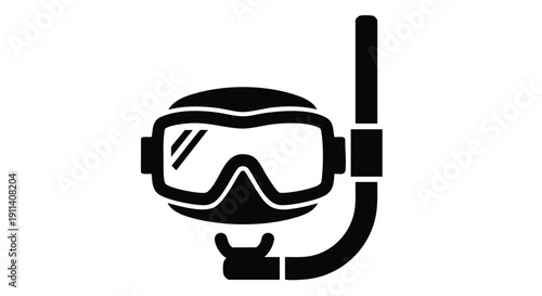 Black Snorkel Mask Icon for Underwater Exploration.