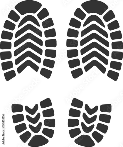 Rugged outdoor trail boot print for hiking equipment and nature exploration themes