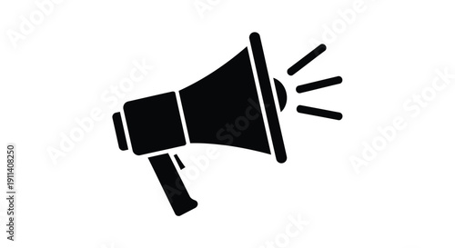 Black megaphone icon on white background a stark silhouette