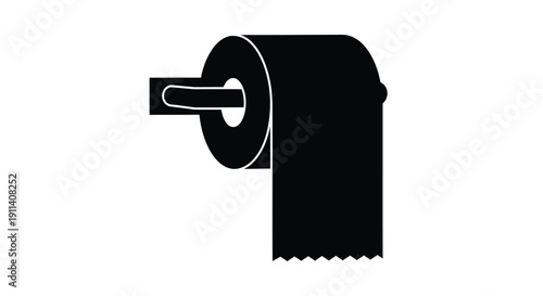 Black and white image of a toilet paper roll stark silhouette