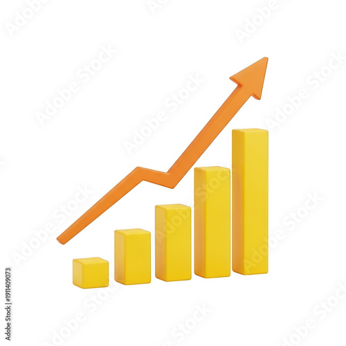 Free Download Growing golden bars with an upward arrow indicating success isolated on transparent background - GFXLoad