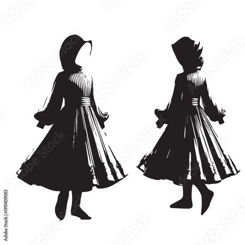 Black Eid new dress child Silhouette Vector, High Quality Illustration on White Background