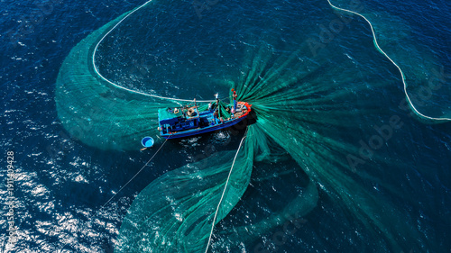 Obraz na plátne Anchovy fishing season in Dai Lanh sea, Phu Yen, Vietnam.