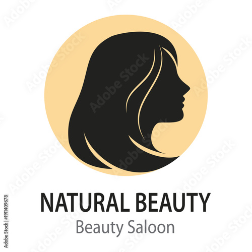 Elegant Natural Beauty Saloon Logo Design Featuring a Woman Silhouette for Hair Care Services, Skincare Branding, and Wellness Spa