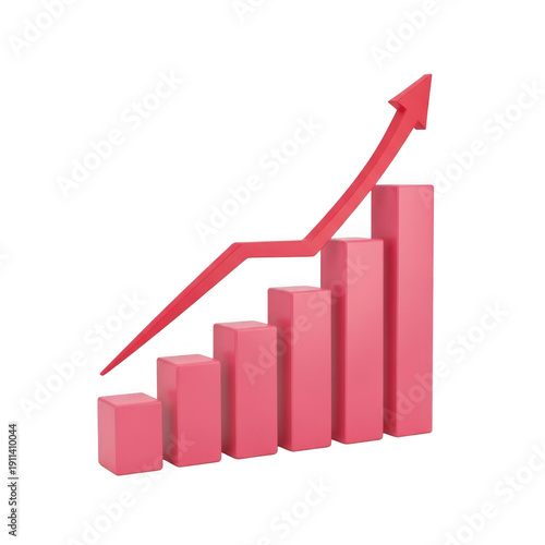 Free Download 3d red arrow graph showing upward trend isolated on transparent background - GFXLoad