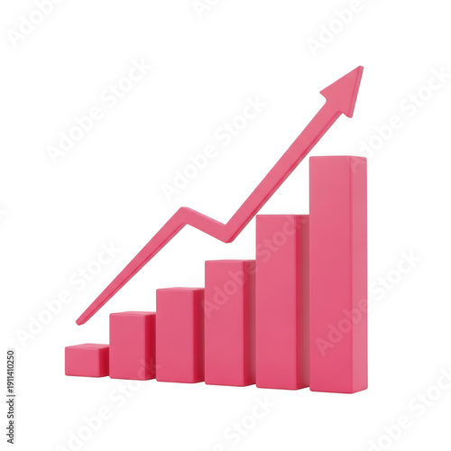 Pink upward trend graph with arrow showing growth isolated on transparent background Free Download Pink upward trend graph with arrow showing growth isolated on transparent background - GFXLoad
