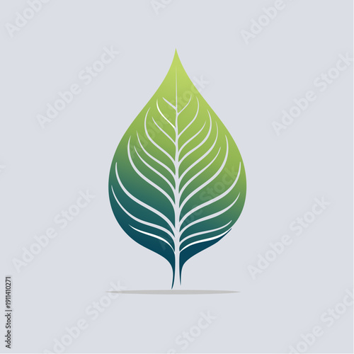 Green leaf design with veins, elegant and organic, symbolizing nature's vitality and growth