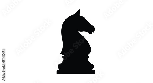 Black chess knight isolated on white background a striking silhouette