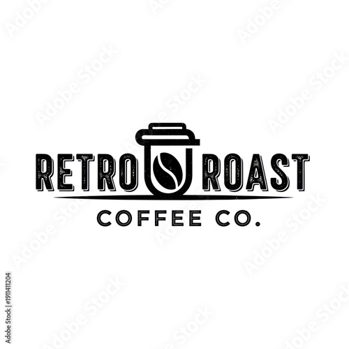Retro Roast Coffee Co. Logo - Vintage Style Coffee Bean Emblem