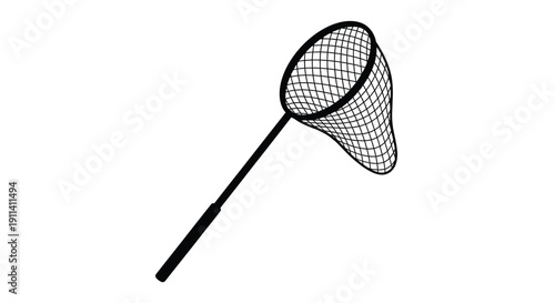 A black netting scoop on a stick simple design silhouette
