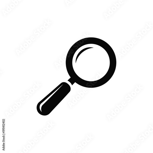 Black Magnifying Glass Icon Illustration.