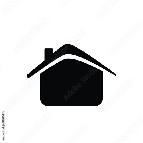Minimalist house icon in black, symbolizing the fundamental concept of home, shelter, and residential property; ideal for real estate, architectural, and community design applications