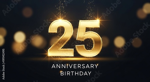 Wallpaper Mural A golden "25" with "Anniversary Birthday" on a dark blurred background Torontodigital.ca