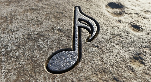 Wallpaper Mural Close-up of musical note relief carved into a weathered stone surface Torontodigital.ca