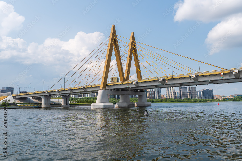 Obraz premium The Millennium Bridge over the Kazanka River on a summer day.