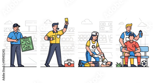 Medical emergency response team providing ambulance care and first aid