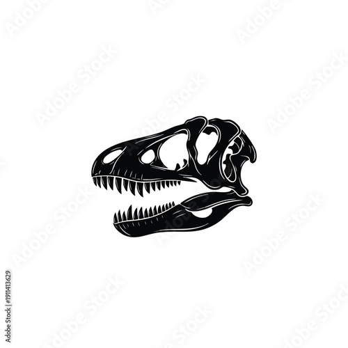 Dinosaur Skull Silhouette Illustration Fossil Remains.