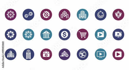 A vector illustration set of colorful Easter eggs featuring vibrant designs as web icons and symbols for business website buttons