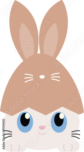 Cute Bunny Peeking Out of Eggshell