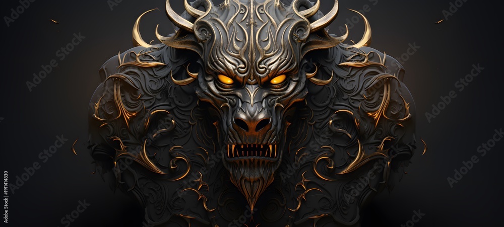 Obraz premium behemoth demon vector illustration t-shirt design ,generative AI