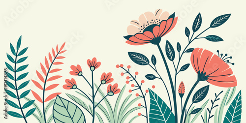Floral Website Hero Section Vector Illustration