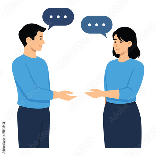 Dialogue in Harmony An illustration capturing a moment of interaction and communication between two individuals. Depicting a scene of shared ideas