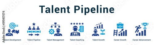 Talent Pipeline  Modern and clean web banner illustration vector featuring thematic icons