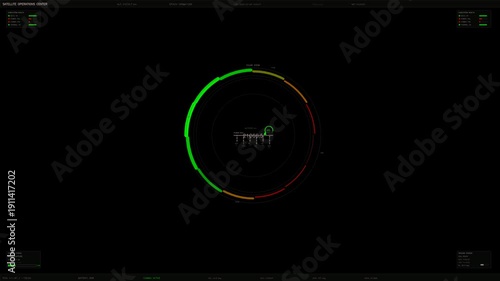 Hud animation for web designer in sci-fi space showing satellite operations in a futuristic setting