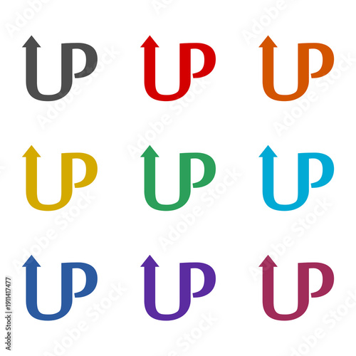 Up icon isolated on white background. Set icons colorful