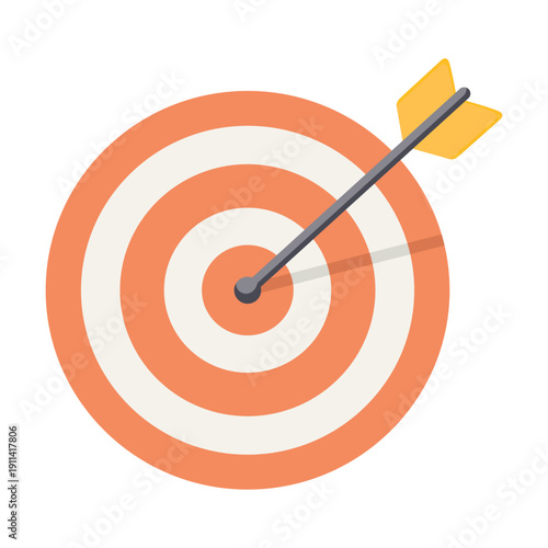 Bullseye An arrow piercing the center of a target, illustrating the concept of precision, focus, and accomplishment. 