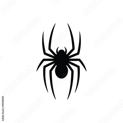 Black Spider Silhouette with Transparent Background